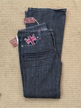Underground Women's Dark Gray Boot Cut Jeans with Union Jack Pocket